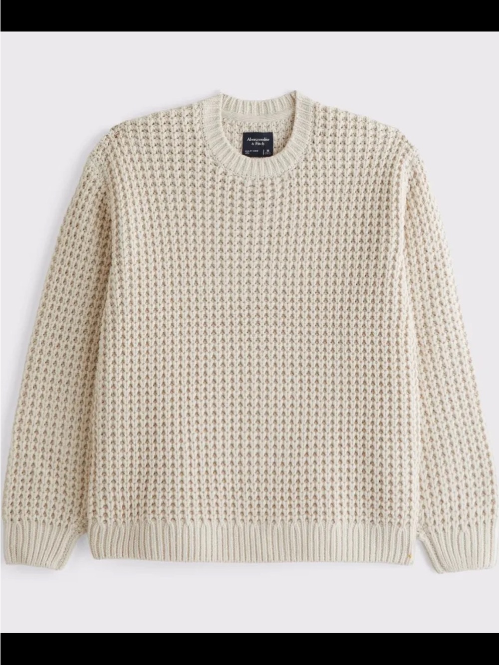 Abercrombie & Fitch Men’s Chunky Waffle Sweater Pale Gray / Cream Size Small
